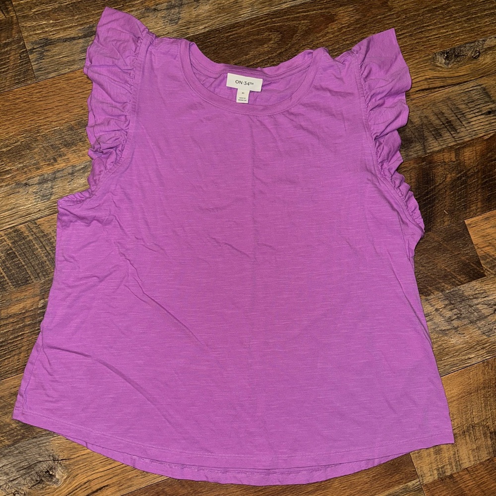 On 34th Purple Flutter Sleeve Top